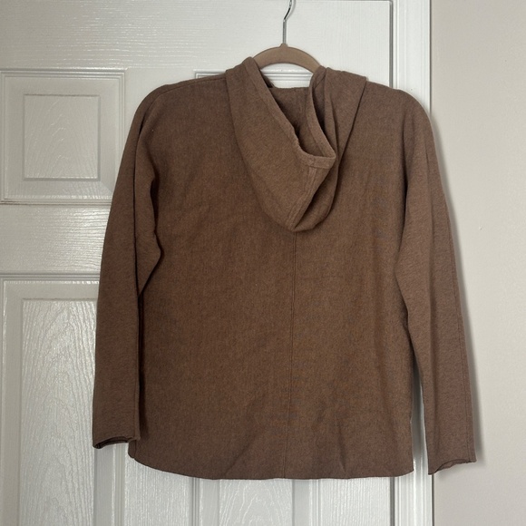 Quince Eco-Knit Milano Stitch Pullover Hoodie Warm Taupe Small Soft Athleisure - Picture 3 of 6